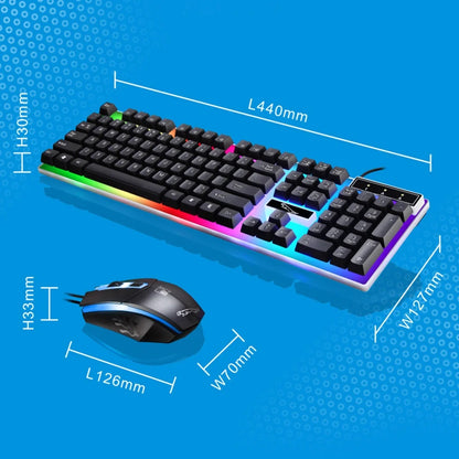 Gaming Keyboard and Mouse Combo, LED Rainbow Backlit Keyboard with 104 Key Computer PC Gaming Keyboard for Pc/Laptop (Black)